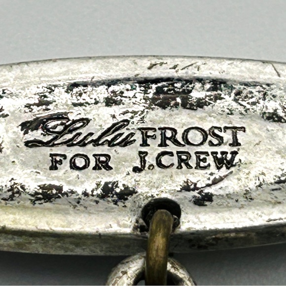 Lulu Frost for J Crew Crystal Cluster Drop Statement Necklace Bronze Silver NWT - Picture 9 of 11